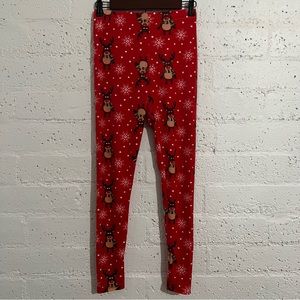 5/$25 No Boundaries Juniors Pajama Bottoms M 7-9 Red Reindeer Christmas AQ12